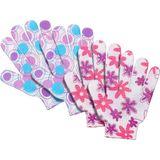 Nacario Farmoga Peeling Eldivenleri Duş Kabağı Vücut Temizleyici Afrika Peeling Net Eldiven Banyo Aksesuarları Kadınlar ve Erkekler Için Peeling Eldiveni (4 Adet - Banyo Eldiveni-Çiçek)