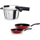 Nacario Fissler Vitaquick Glossy Düdüklü Tencere 4,5l + Kırmızı Cenit Tava Set Parlak