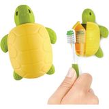 Nacario Flipper Fun Animal Kaplumbağa Diş Fırçası Kapağı - Kapaklı Çocuk Diş Fırçası Tutacağı - Banyo Için Diş Fırçası Tutucuları - Vantuzlu Diş Fırçası Tutacağı