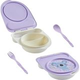 Nacario Flybee Gezgin Çocuk Taşınabilir Beslenme Kabı, Bebek Mama Kabı, Çatal & Kaşık Seti - Tilki (Lila Koala)