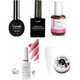 Nacario Fontenay Kalıcı Oje Set 2, Runail Top Coat + Base Coat + Primer 15ML + Blooming Jel 15ML + Hamur Jeli 15ML, Milky White
