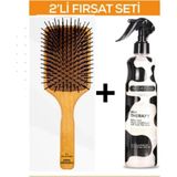 Nacario Fontenay Profesyonel Saç Açma Fırçası 118 Paddle Brush + Milk Therapy Fön Sütü 400 ml 2'li Set Sarı