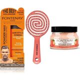 Nacario Fontenay Pudra Toz Wax Turuncu 20GR+ 3 Boyutlu Saç Fırçası+Faceandbody Scrub Çilekli 350ML 3'lüset Pembe