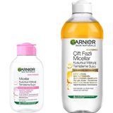 Nacario Garnier Skin Naturals Micellar Kusursuz Makyaj Temizleme Suyu (100 Ml) & Çift Fazlı Micellar Kusursuz Makyaj Temizleme Suyu (400 Ml) Cilt Bakım Seti