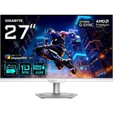 Nacario Gıgabyte M27UP Ice 27" Ss IPS Dual-Mode Gaming Monitor (Beyaz), 4K UHD 160Hz / Fhd 320Hz, 1ms Gtg, Mat Ekran, HDMI 2.1 & Dp 1.4, Displayhdr 400, Kvm & Usb-C, G-Sync Compatible
