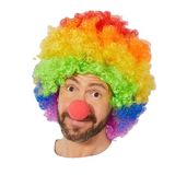 Nacario Gökkuşağı Afro Peruk Ve Kırmızı Sünger Burun