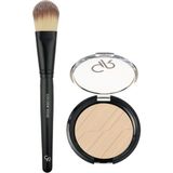 Nacario Golden Rose Foundation Brush - Fondöten Fırçası ve Silky Touch Compact Powder No: 04 Almond - Sıkıştırılmış Pudra