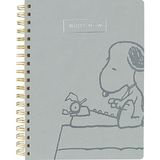 Nacario Graphique Vegan Deri Spiral Günlük, Snoopy Tipi – 20,32 cm x 25,4 Cm, 192 Çizgili Sayfa, "şimdi Yaz" Yazılı Gümüş Folyo Kapağında Süslenmiştir – Notlar, Listeler ve Daha Fazlası Için Mükemmel