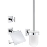 Nacario Grohe Start Cube Quickfix Üçlü Tuvalet Aksesuar Seti, Tuvalet Kağıtlığı, Tuvalet Fırçası, Bornoz Askısı, Duş / Banyo Aksesuarları, Krom, 41123000