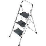 Nacario Hailo K70 Standardline Alüminyum Katlanır Merdiven, 3 Büyük Çelik Basamaklı, Kaymaz Matlı, 150 Kg'a Kadar Taşıma Kapasitesi, Katlanır Emniyetli Merdiven, Özellikle Hafif ve Kolay Saklanabilir, Gümüş