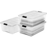 Nacario Iris Ohyama, Kutular, Plastik Saklama Düzenleyici, 3'lü Paket, 3 x 30 L, Sabit, Klipsler, Istiflenebilir, Çok Amaçlı, Oturma Odası, Yatak Odası, Ofis, Kulübe - Ddntb-30 - Şeffaf