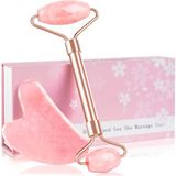 Nacario Jade Roller & Guasha Set-Yüz Güzellik Merdane Cilt Bakım Araçları, Yüz, Gözler, Boyun, Vücut Kırışıklıkları Gidermek Için Gül Kuvars Masajı, Ince Çizgi ve Göz Kırışıklıkları Gidermek Için
