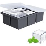 Nacario Joyzzz Ice Cube Trays, 6 Büyük Kare Ice Cube Tepsisi, Kapaklı Yeniden Kullanılabilir Silikon Ice Cube Tepsisi, Dondurucu Için Buz Tepsileri, Viski, Karışık Içecekler Için Kolay Açılan Ice Cube Kalıbı
