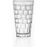 Nacario Kabartmalı Kare Desenli Cam Bardak Seti 6’lı 380 ml – Geometrik Tasarım, Premium Uzun Içim Bardakları, Modern Bar Sunumu, Borosilikat Cam