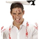 Nacario Kafaya Saplanmış Halloween Kanlı Testere Şaka Tacı
