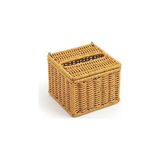 Nacario Kapaklı Hasır Peçetelik Kutu 13X13X9 cm Doğal Rattan Peçete Saklama Kutusu