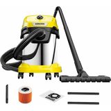 Nacario Karcher Islak/kuru Elektrikli Süpürge Wd 3 S V-17/4/20, Kartuş Filtresi, Keçe Filtre Torbası Dahil, 1.000 W, Paslanmaz Çelik Hazne: 17 L, Emme Hortumu: 2 M ve Hortum Muhafazası, Üfleme Fonksiyonu