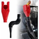 Nacario Katlanabilir Plastik Motor Yağ Hunisi, Esnek Hortumlu, Araba ve Motorsikletler Için, Kırmızı ve Siyah