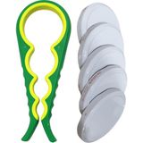 Nacario Kavanoz Kapağı Açacağı + 5 Adet Kavanoz Kapağı Hediyeli – Ergonomik Kaymaz Tasarım, Konserve ve Kavanoz Açma Aparatı, Mutfak Için Pratik Yardımcı Set