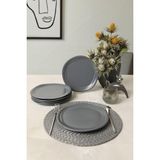 Nacario Keramika Mat Gri Bloom Pasta Tabağı 24 cm 6 Adet 959
