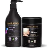 Nacario Keratinli Gri Toz Açıcı ve Oksidan Kremli Set (Yakmadan Evde Kolay Saç Rengi Açma) 1000ML Kuaför Boy