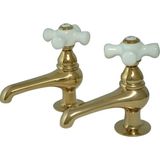 Nacario Kingston Brass CC9L2 Vintage Lavabo Musluk Bataryası, 8,9cm Ağız Erişimi, Cilalı Pirinç