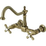 Nacario Kingston Brass Heritage Duvara Monte Mutfak Bataryası, 20 cm Centerset, Antik Pirinç