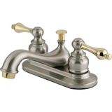 Nacario Kingston Brass KB609AL Restorasyon 4 Inç Centerset Lavabo Bataryası, Fırçalanmış Nikel ve Parlak Pirinç