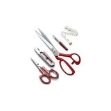 Nacario Kırmızı Saplı Çelik Somunlu Profesyonel Kumaş Kesim Makası Set (9 Numara 23CM)