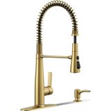 Nacario Kohler REC22745-SD-2MB Sabunluklu Yarı Profesyonel Mutfak Bataryası, Canlı Fırçalanmış Modern Pirinç