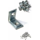 Nacario L Tipi Demir Köşebent,25 Adet, Gümüş, 16X20X20MM, Mobilya Dolap Raf Masa Köşe Bağlantı Sabitleme Aparatı, Vidalar Dahil,