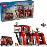 Nacario LEGO City Itfaiye Kamyonlu Itfaiye Merkezi 60414-6 Yaş ve Üstü Kız ve Erkek Çocukları Için 5 Mini Figür ve 1 Köpek Figürü Içeren Yaratıcı Oyun Seti, Çocuklar Için Doğum Günü Hediyesi (843 Parça)