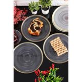 Nacario Marsilya Cam Pasta-Kek-Tatlı Tabağı 6'lı Şeffaf/kenarı Altın Yaldızlı-21 cm