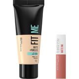 Nacario Maybelline New York Fit Me Matte+Poreless Fondöten 110 Porcelain & Mini Super Stay Matte Ink Likit Mat Ruj 65 Seductress Makyaj Seti