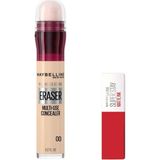 Nacario Maybelline New York Instant Anti Age Eraser Kapatıcı 00 Ivory & Mini Super Stay Matte Ink Likit Mat Ruj 20 Pioneer Makyaj Seti