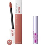 Nacario Maybelline New York Super Stay Matte Ink Likit Mat Ruj - 65 Seductress (Nude) & Mini Falsies Surreal Maskara 4.7 ml Makyaj Seti