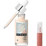Nacario Maybelline New York Super Stay Skin Tint Fondöten 03 & Mini Super Stay Matte Ink Likit Mat Ruj 65 Seductress Makyaj Seti