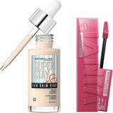 Nacario Maybelline New York Super Stay Vinyl Ink Uzun Süre Kalıcı Likit Parlak Ruj 20 Coy & Super Stay Skin Tint Fondöten - 03 Makyaj Seti
