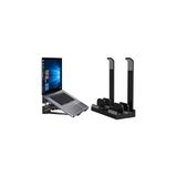 Nacario Mcstorey Laptop Stand Dikey ve Eğimli 3 Slotlu Ayarlanabilir Masaüstü Organizer Telefon Tablet Uyumlu Kaymaz Silikon Pedli Ergonomik Masa Düzenleyici Pvc Tpu Alaşım Siyah