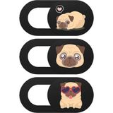 Nacario Mcstorey Webcam Cover 3 Lü Set Laptop Tablet Telefon Uyumlu Pug Köpek Desenli Kamera Kapatıcı Ultra Ince Gizlilik Koruma Slider Kapak Çok Renkli