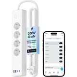 Nacario Meross Akıllı Çoklu Priz 4 Güç 2 USB 2 Type-C Apple Homekit Destekli Beyaz MSP844SMA