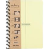 Nacario Meteksan Infinity Pastel Serisi, A4, 6 Konulu (3 Kareli, 3 Çizgili) 180 Yaprak Pp Kapaklı Spiralli Defter, Sarı