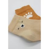Nacario Mey Ithalat® Bear Penye Soket Çorap 2'li BS10116 Bej