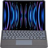 Nacario Mey Ithalat® T5509D iPad Pro 12.9 (2022) Kılıf Palermo Ledli Klavyeli Standlı Tablet Kılıfı - Siyah