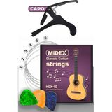Nacario Midex KGX-10C Klasik Gitar Teli Takımı Pena ve Kapo (Capo) Seti