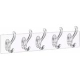 Nacario Mika Kristal Plastik Şeffaf Askı, Pvc Yapışkanlı Montaj, 6.4X29.3 Cm, 5 Kollu 6.2 cm - 6,4 x 29,3 cm - Çok Renkli