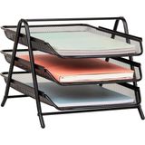 Nacario Mind Reader 3 Katmanlı Kağıt Tepsisi, Masaüstü Düzenleyici, Dosya Depolama, Çalışma Alanı, Ofis, Metal Örgü, 11.5 "u x 13.75" G x 10"h, Siyah
