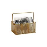 Nacario Mind Reader Gereçler Tutucu, Gümüş Eşya Düzenleyici, Caddesi, Çatal Bıçak Tutacağı, Mutfak, Metal Örgü, 10 "u x 7" G x 4.75" Y, Altın