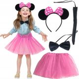 Nacario Minnie Kostüm Seti (Pembe Tütü Etek + Pembe Taç + Papyon + Kuyruk)