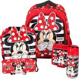 Nacario Minnie Mouse Lisanslı Okul Çantası, Beslenme Çantası, Kalem Çantası, Matara ve Beslenme Kabı Seti